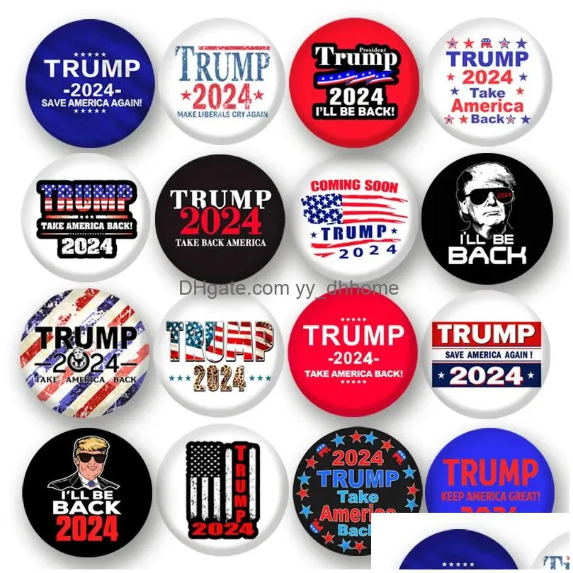 trump 2024 badge brooches pins party favor election supplies keep america 1.73 inch