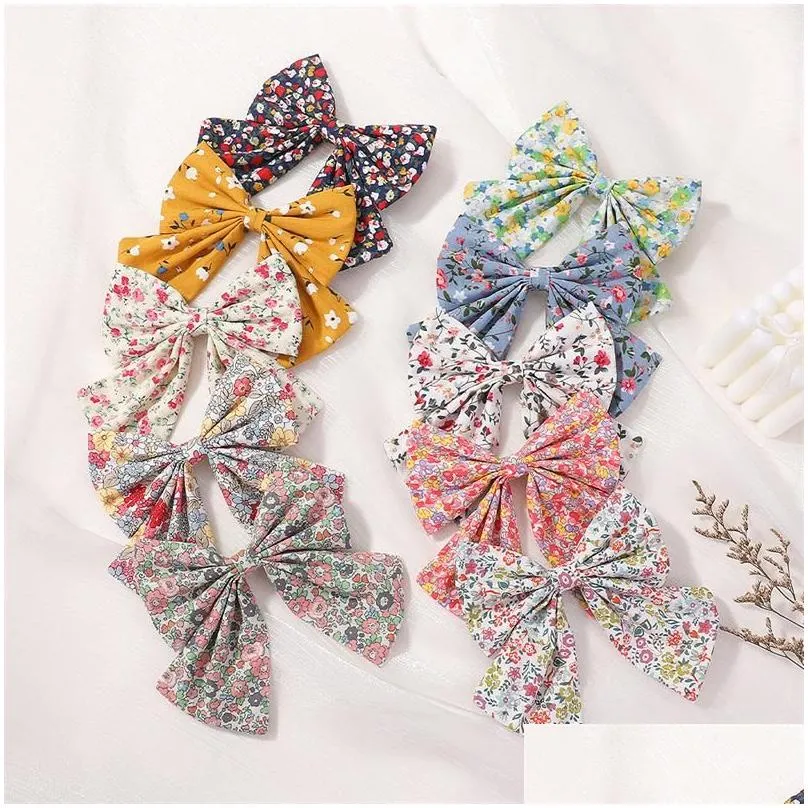 Hair Accessories New Children Cute Bow Ribbon Hairpin Hair Clip Kids Floral Barrettes Baby Girls Decoration Accessories Drop Delivery Dhv28