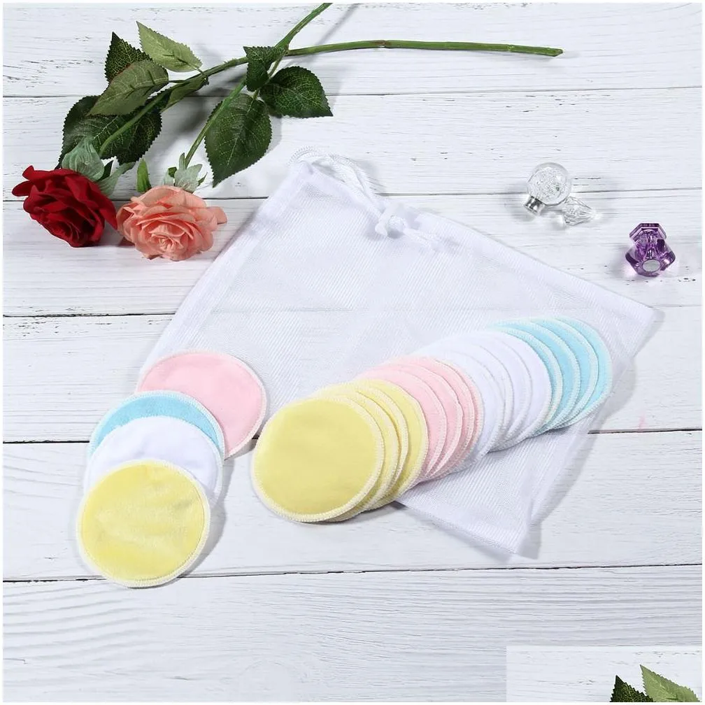 Makeup Remover Reusable Eye Makeup Pads Washable Bamboo Cotton Cloth Puff Wipes Face/Eye/Lip Clean Facial Skin Care Drop Delivery Heal Dhvez