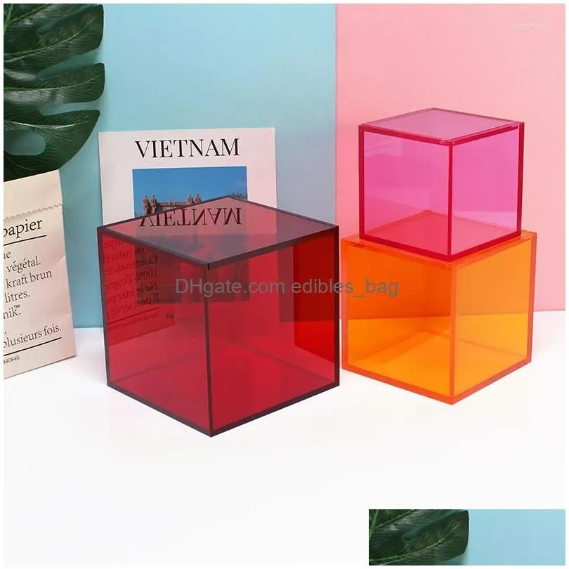 storage boxes desktop home decoration box cosmetics lipstick office acrylic cover small dust transparent