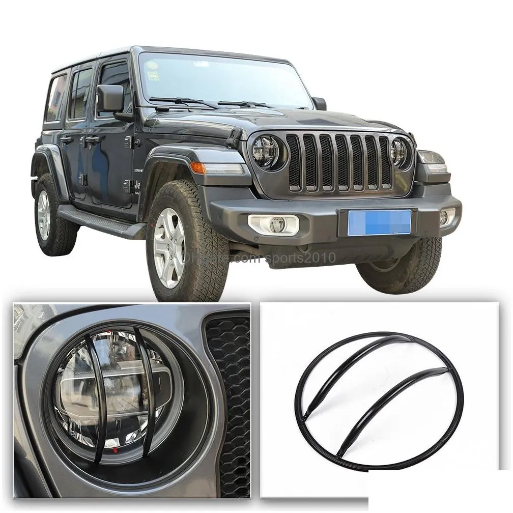 Other Exterior Accessories Accessories Car Headlight Er Black Decoration Iron For Jeep Wrangler Jl Add Interior Drop Delivery Automobi Dhejy