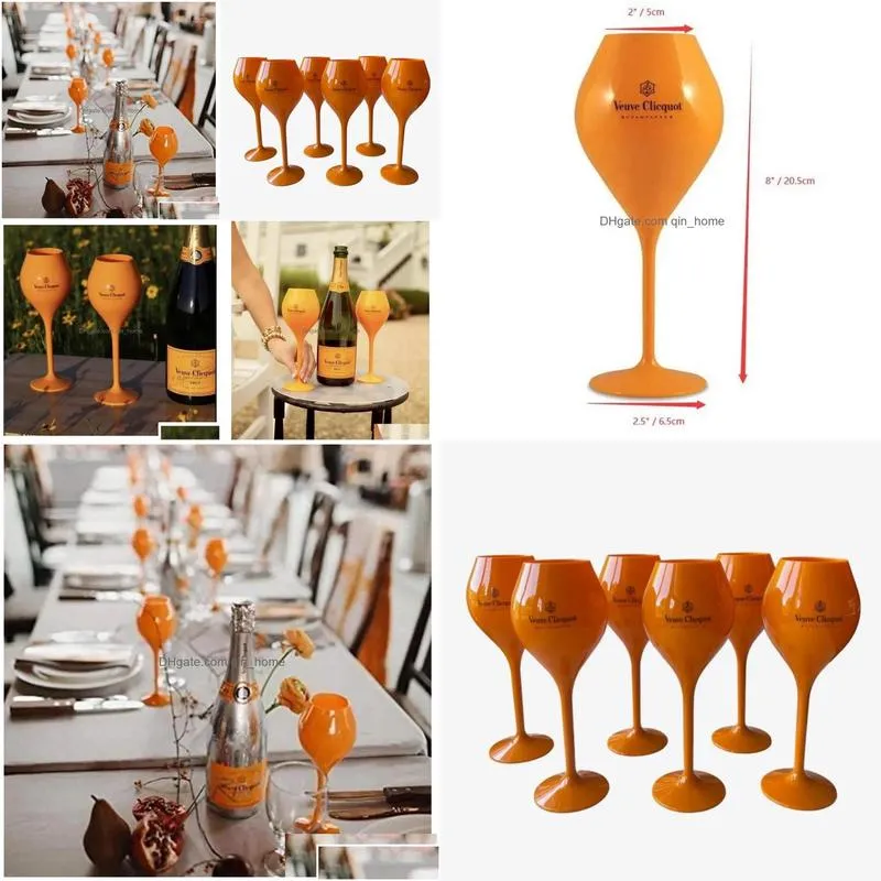 6x veuve clicquot champagne glazen glasses orange cocktail glass acrylic cups