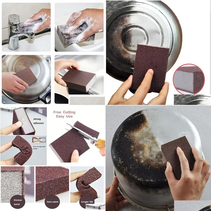 magic sponge removing rust cleaning sponge brush dish pot emery descaling rub pots carborundum kitchen tools gadgets 1224110