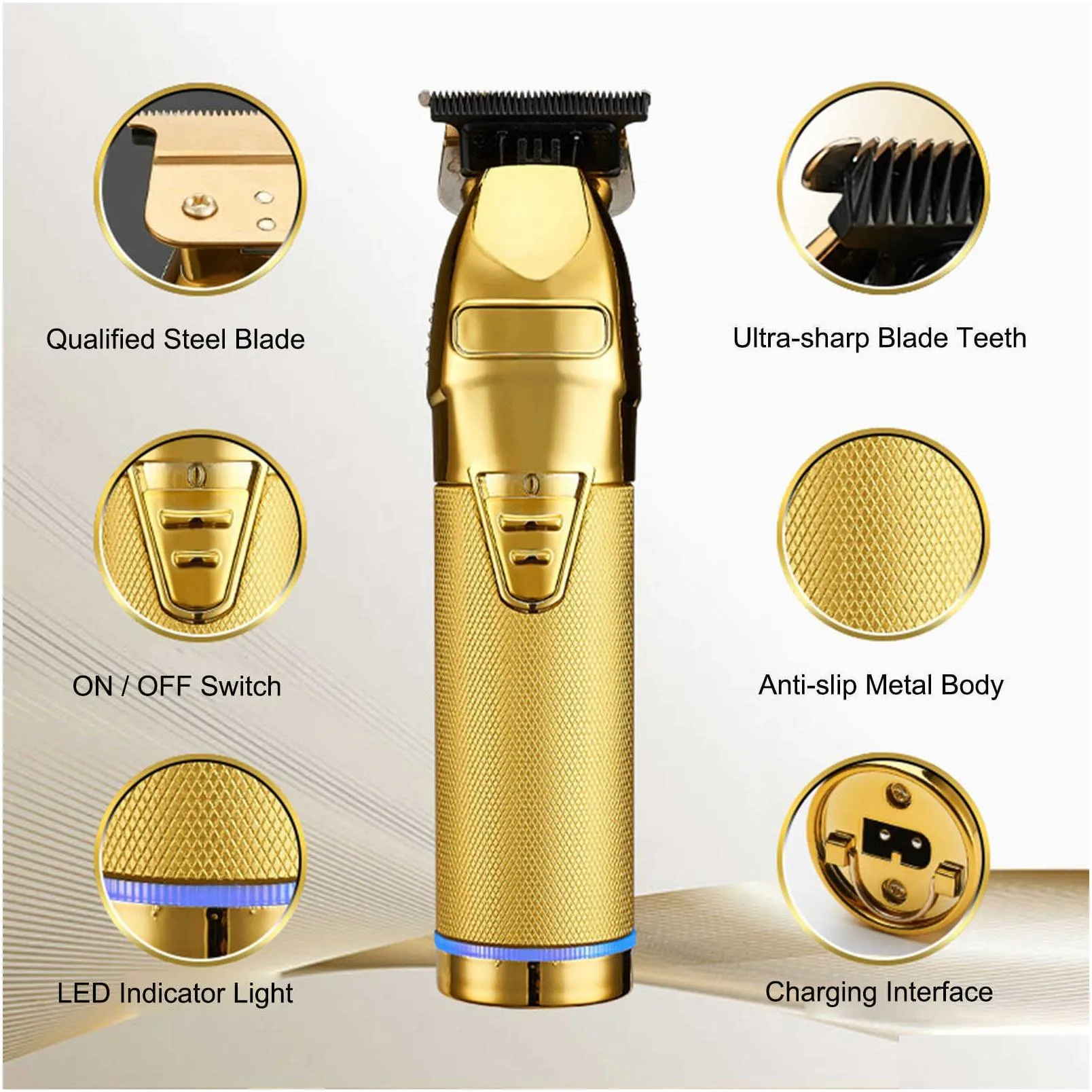 Hair Trimmer Clippers With Guide Combs Men Cordless Cutting Kit Electric Haircut Beard Barber Styling Drop Delivery Dhvep