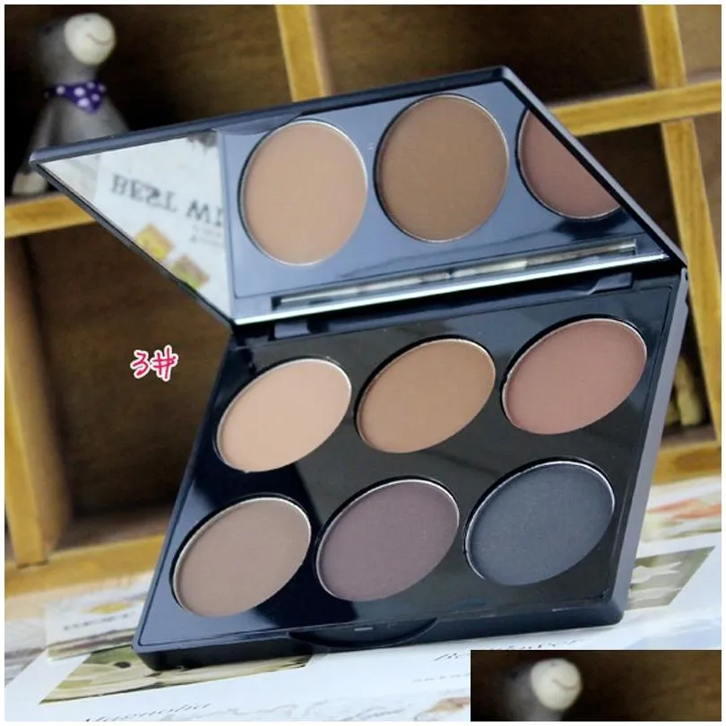 Face Powder Maycheer 3D Carry Bright 6 Tones Grooming Pressed Powder Matte Face Powderr Palette Compact Modern Fashion Facial Makeup D Dho0J