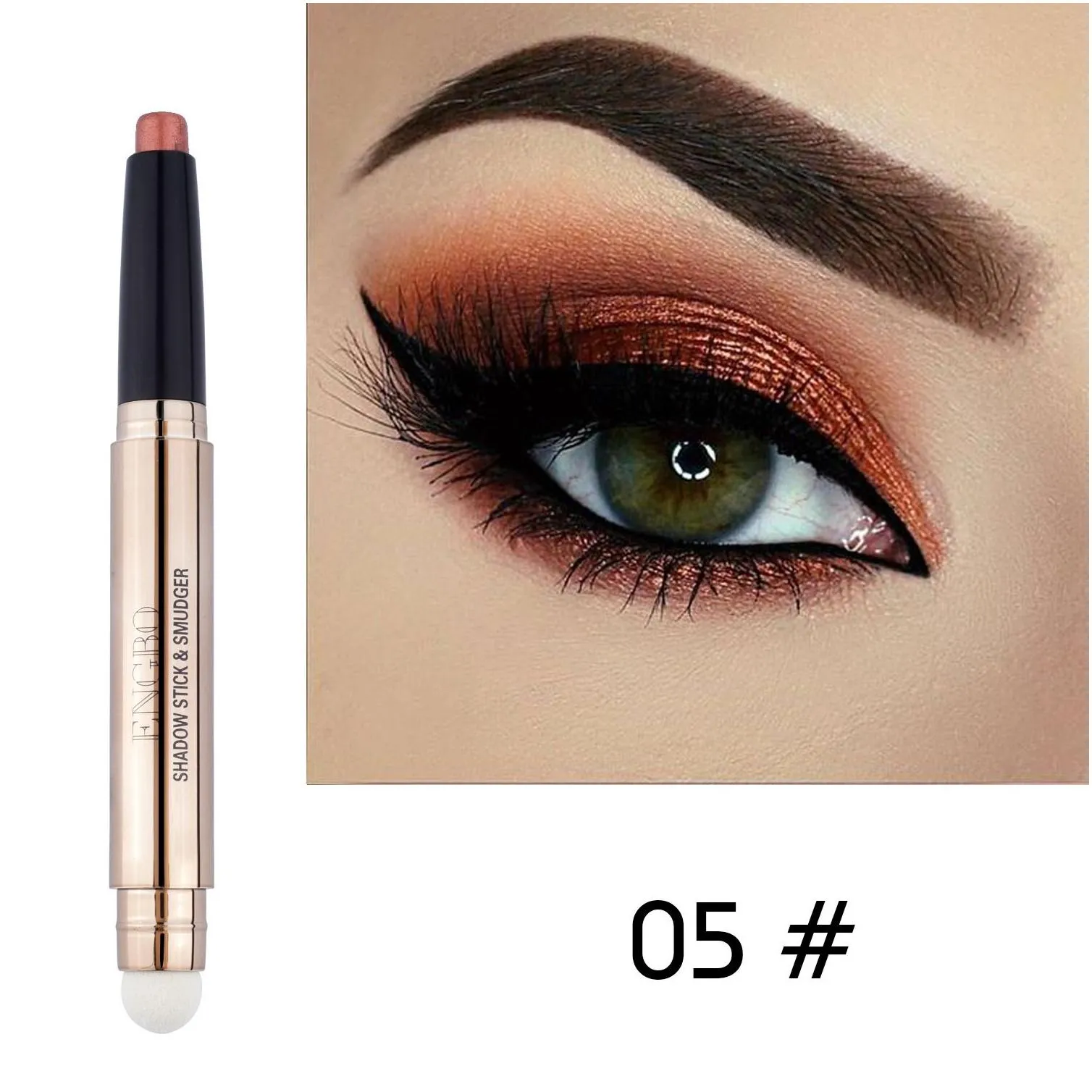Eye Shadow Double Eyeshadow Stick With Smudger Creamy Eyes Shadow Pencil And Blending Brush Shimmer Blue Red Green Make Up Drop Delive Dhug7
