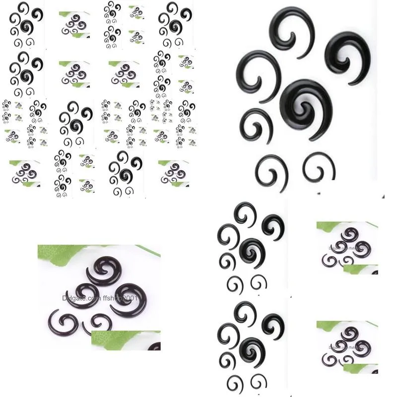 ear tunnel p31 100pcs mix 8 size black acrylic body jewelry spiral ear taper ear plug6133605