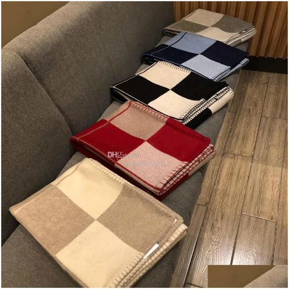 Blanket 135 By 170Cm Plaid Cashmere Luxury Brand Cloghet Super Soft Wool Shawl Portable Warm Sofa Bed Fleece Knitted Drop Delivery Hom Dhnju