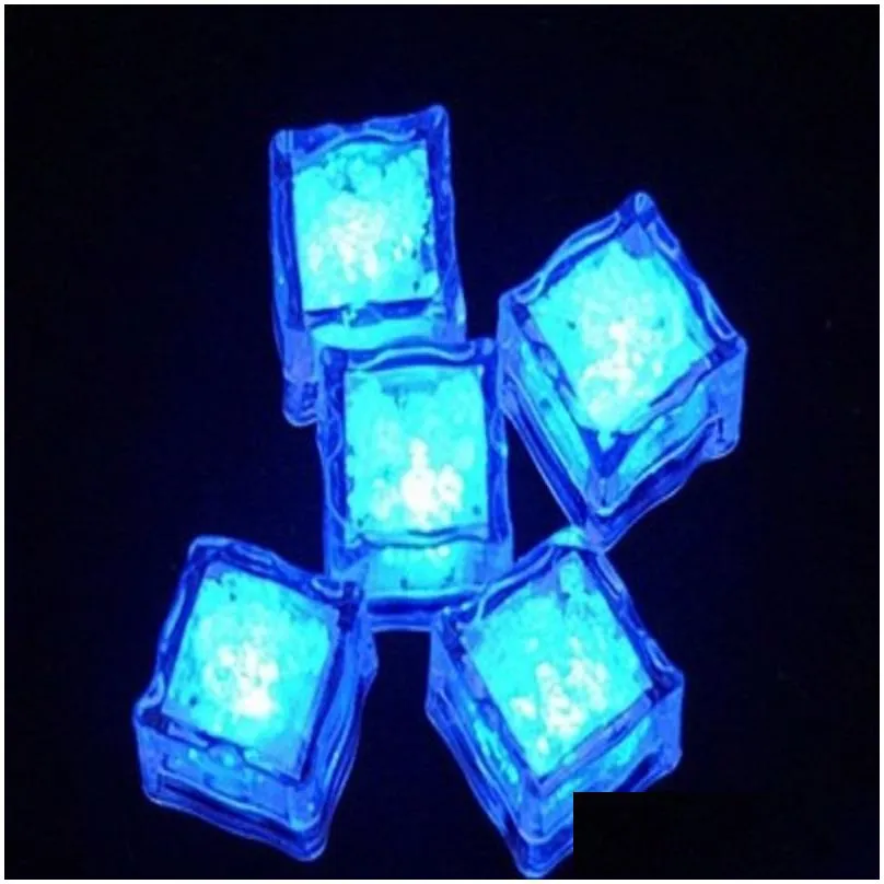 Party Decoration Led Ice Cubes Bar Flash Changing Crystal Cube Water-Actived Light-Up 7 Color For Romantic Party Wedding Xmas Gift Dro Dhqrh