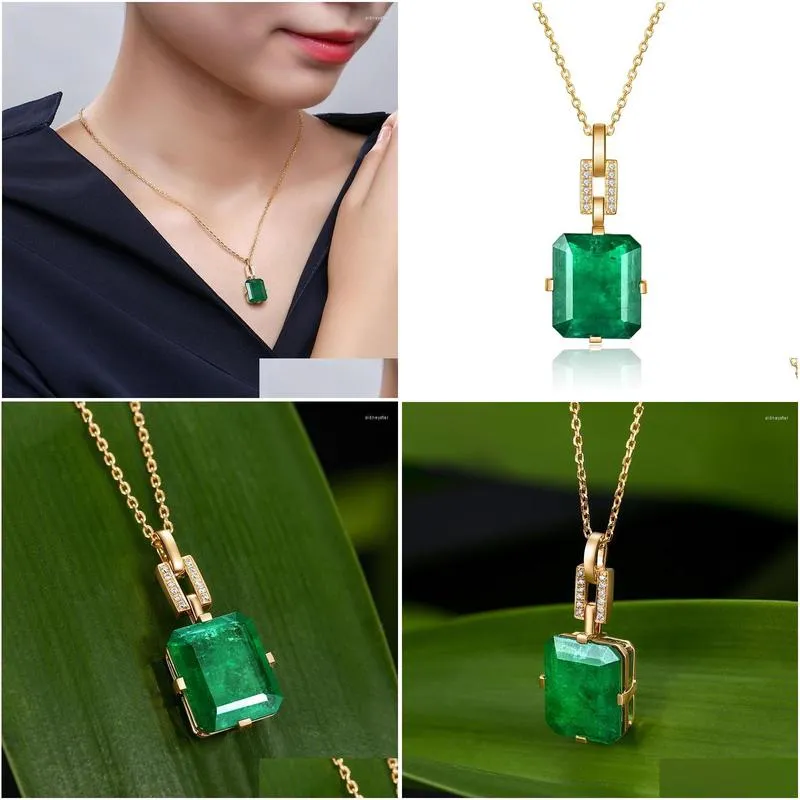 Jewelry Pendant Necklaces Foydjew Gold Plated Simation Emerald Zircon Womens Color Treasure Jewelry Neck Accessories Drop Delivery Wed Dhyah