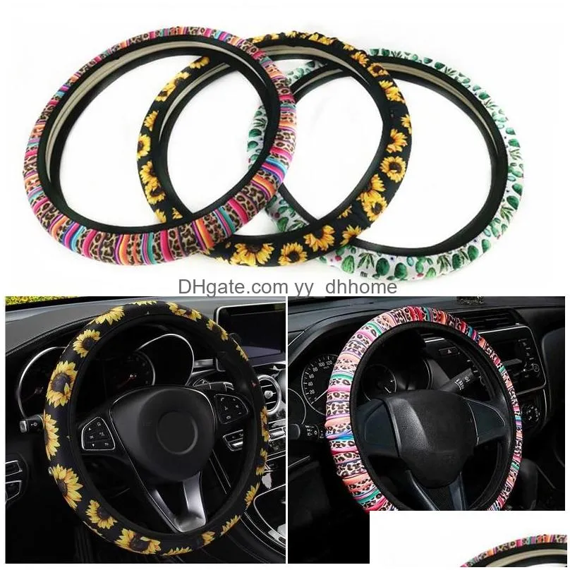 neoprene car steering wheel cover party favor non slip elastic printed universal protective covers diy cars decoration
