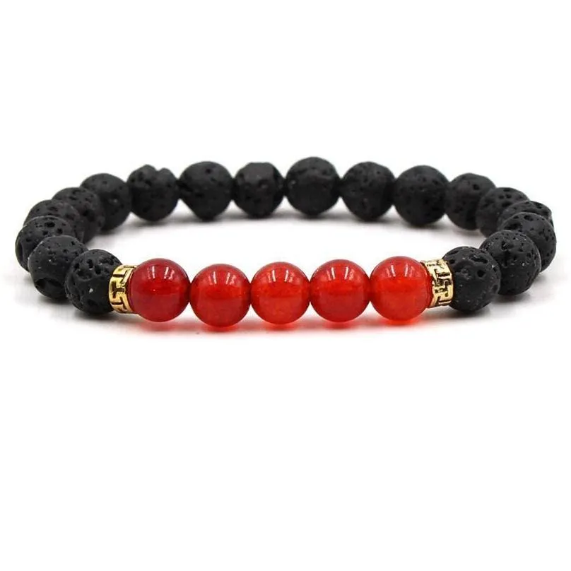 Charm Bracelets Lava Rock Beaded Bracelets Colorf Chakra Energy Yoga Beads Natural Stones 7 Colors Stone Charm Jewelry Drop Delivery Dhejv