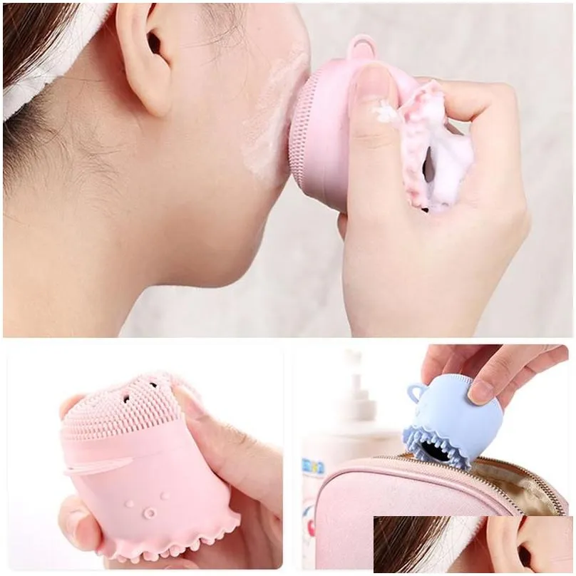 Other Health & Beauty Items Cute Sile Facial Cleansing Brush Manual Face Cleanser Small Octopus Shape Skin Care Exfoliating Drop Deliv Dhck3