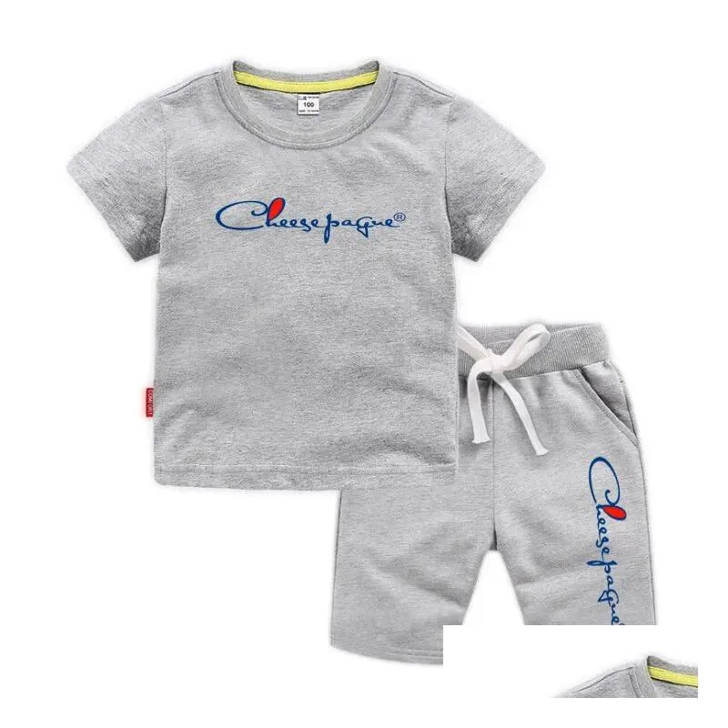 Clothing Sets New Fashion Children Baby Summer Clothes Sets Boys T-Shirt Tops Dstring Shorts Casual Sportwear Outfits Drop Delivery Ba Otssc