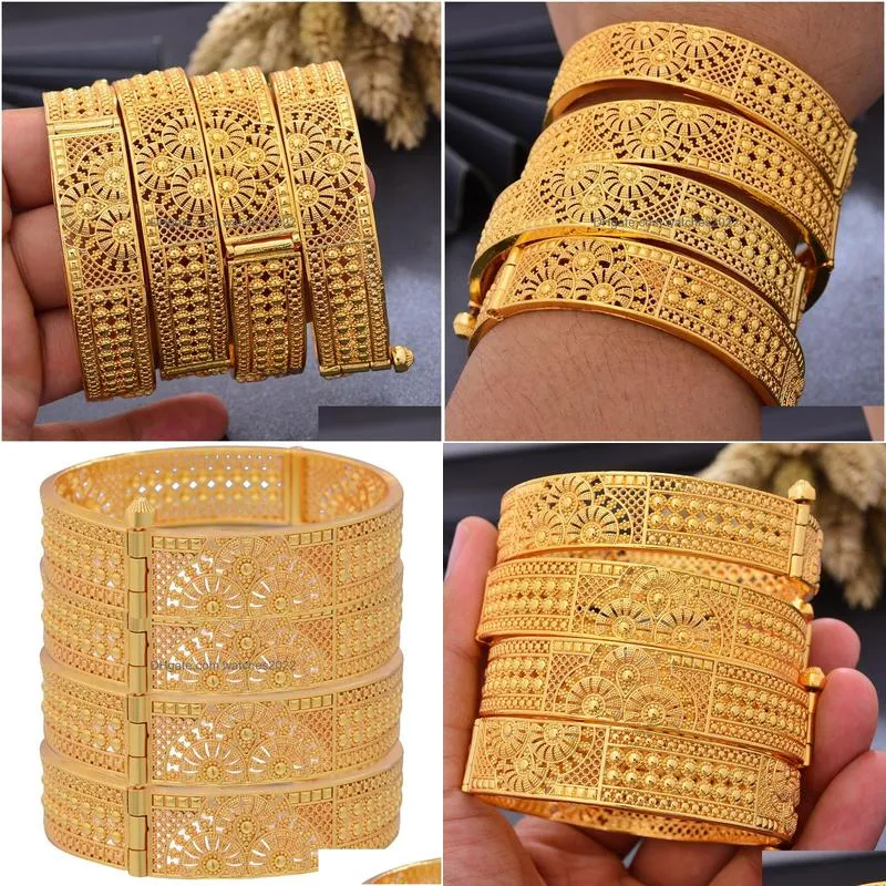 Charm Bracelets Luxury Indian Dubai Gold Color Bangles For Women Girls Wedding Bridal Bracelet Bijoux Jewellry 230508 Drop Delivery Dhx0K