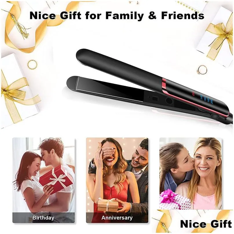 Hair Straighteners Negative Ion Ceramic Flat Iron 2 In 1 Fast Straight Curling Professional Curl 220922 Drop Delivery Dhamz