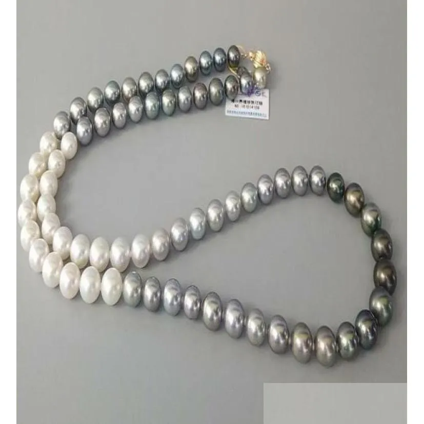 real fine pearls beaded necklaces jewelry 18quot 89mm natural south sea whitegray black round pearl necklace5384574