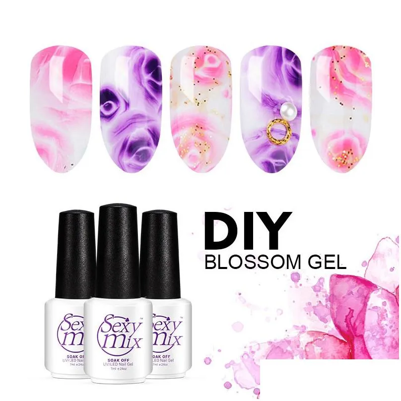 sexy mix 7ml transparent blossom nail gel nail art diy magic blooming effect flower gel polish soak off uv glue varnish