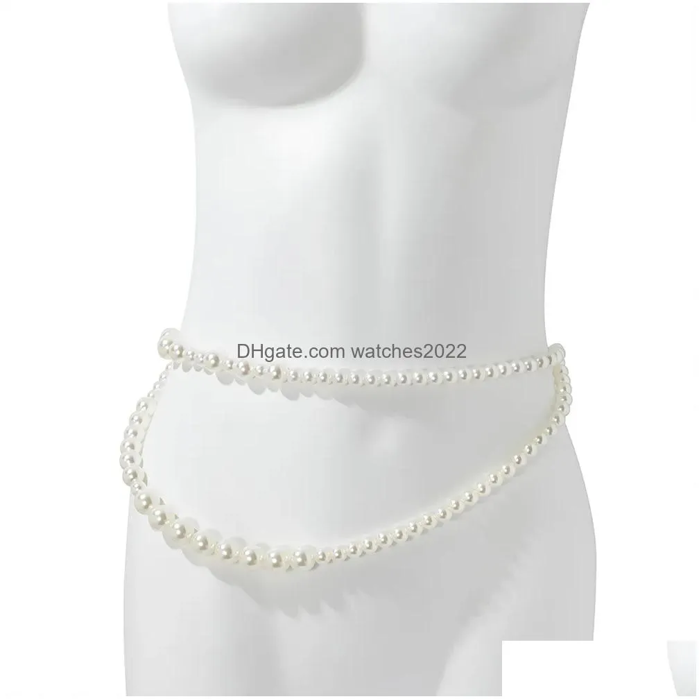 Other Stonefans Y Luxury Imitation Pearls Body Chain Harness For Women Summer Handmade Waist Bikini Bra Underwear Jewelry Drop Delive Dhbjy