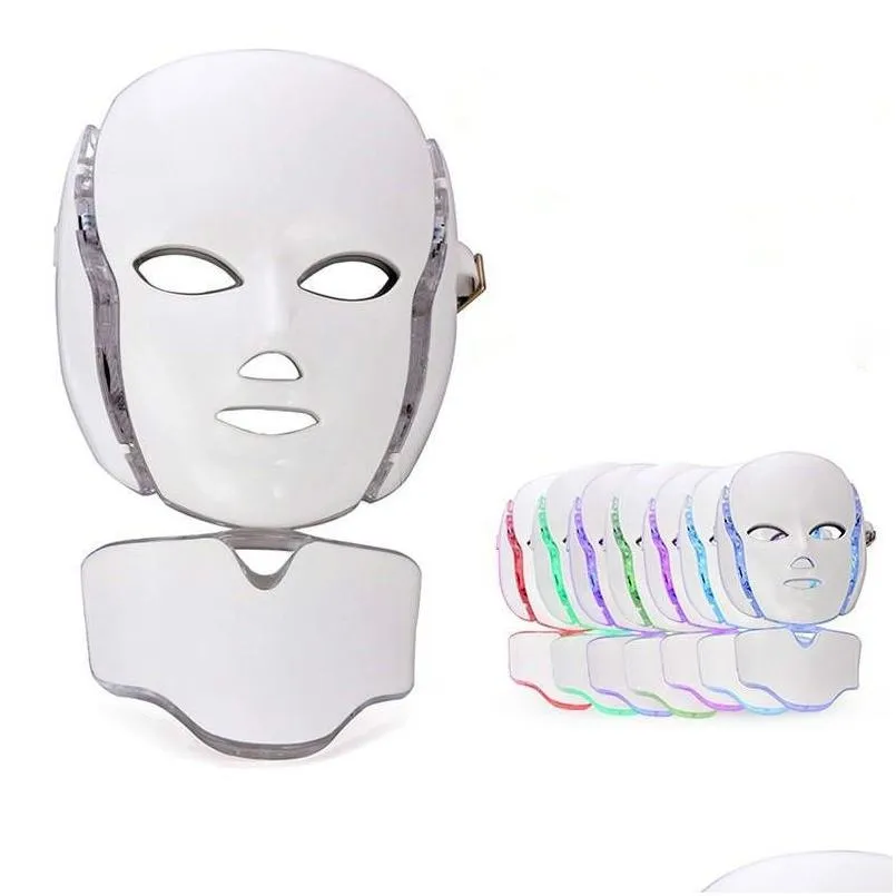 Other Health & Beauty Items 7 Colors Electric Led Facial Mask Face Masks Ipl Hine Light Therapy Acne Neck Beauty Pon Drop Delivery Hea Dhfge