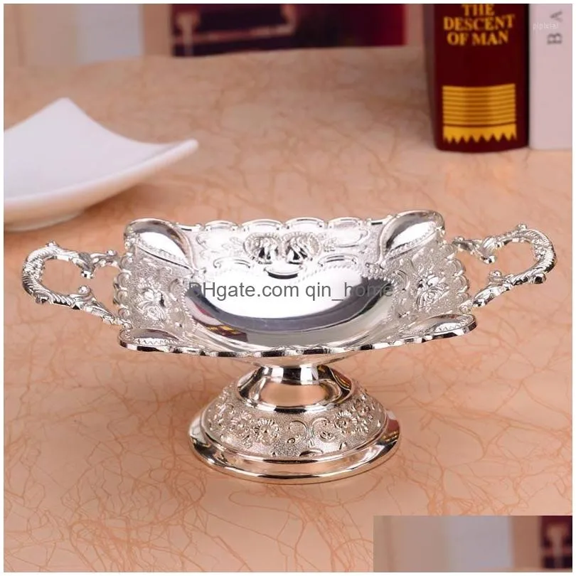 plates shiny silver plated fruit dish with handle dessert plate sweet dishes luxury european for wedding or party 21 7cm