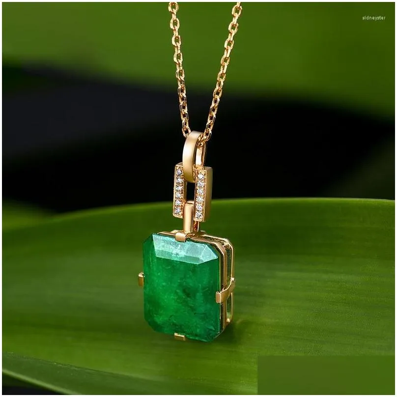Jewelry Pendant Necklaces Foydjew Gold Plated Simation Emerald Zircon Womens Color Treasure Jewelry Neck Accessories Drop Delivery Wed Dhyah