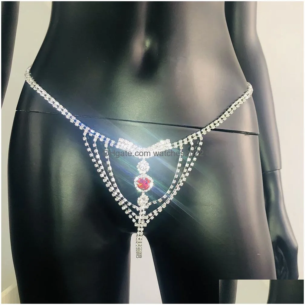 Other Stonefans Red Crystal Belly Waist Chain Body Thong Jewelry For Women Y Bikini Underwear Harness 221008 Drop Delivery Dhx2L