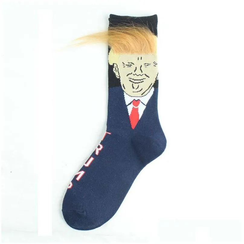 Other Home Textile New Women Men Trump Crew Socks Yellow Hair Funny Cartoon Sports Stockings Hip Hop Sock Drop Delivery Home Garden Ho Dhpgf