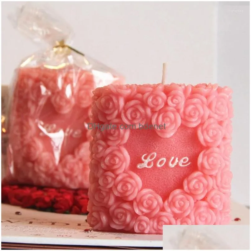 Baking Moulds Baking Mods Rose Love Heart Sile Candle Mold Oval Column Plaster Gypsum Crafts Wedding Gifts Decor Diy Soap Mod Drop Del Dhvvw