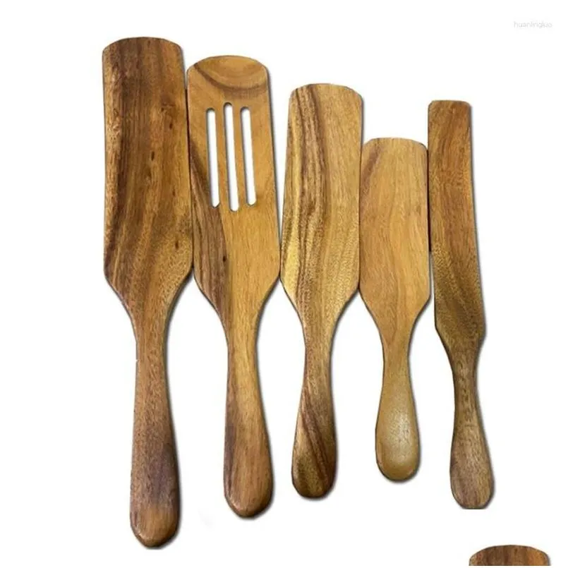chopsticks 5 pcs wooden spurtles set natural teak kitchen utensils tools nonstick cooking for stirring serving