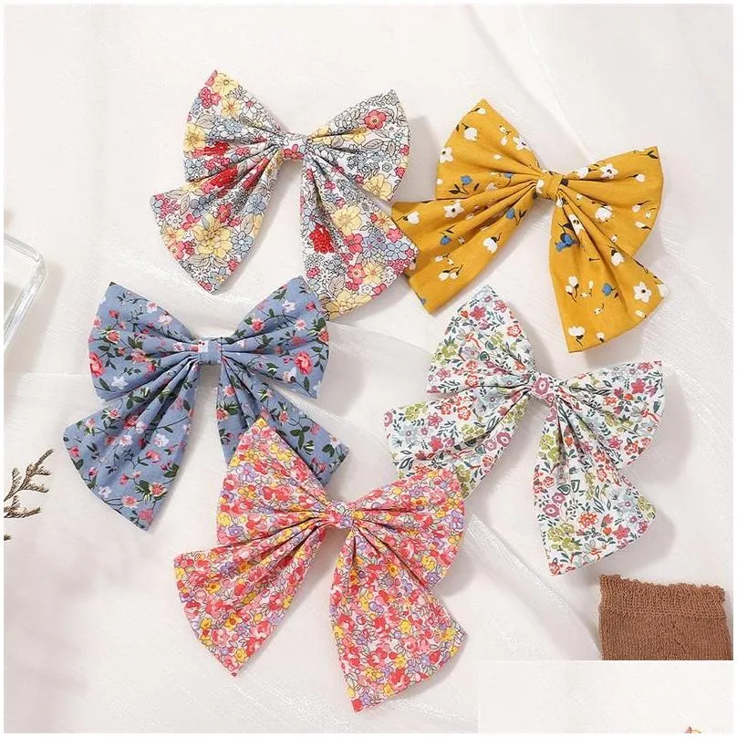 Hair Accessories New Children Cute Bow Ribbon Hairpin Hair Clip Kids Floral Barrettes Baby Girls Decoration Accessories Drop Delivery Dhv28