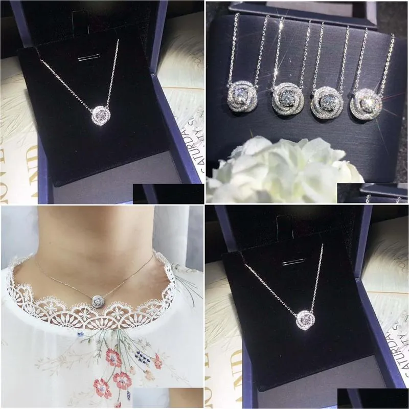 Pendant Necklaces Romantic Diamond Pendant Real 925 Sterling Sier Party Wedding Pendants Necklace For Women Bridal Charm Engagement Je Dhvag