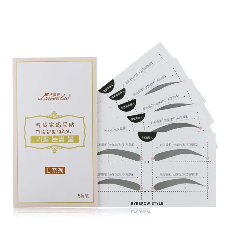 Eyebrow Tools & Stencils 30Pairs/Pc Lameila Temperament Password Eyebrow Stencils Sticker Eyebrows Sha Tool Creative Makeup Styles For Dhlk5