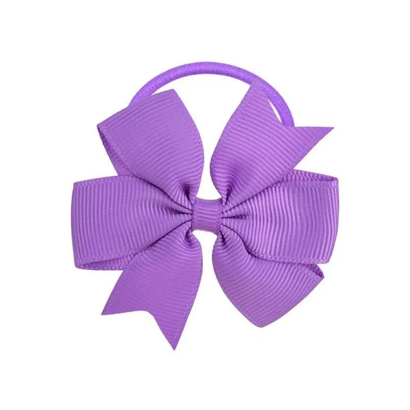 Hair Accessories Baby Girls Grosgrain Ribbon Hair Band Bow Tie Ring Children Ponytail Holder Headwear Accessories 20 Colors Drop Deliv Dh8Cj