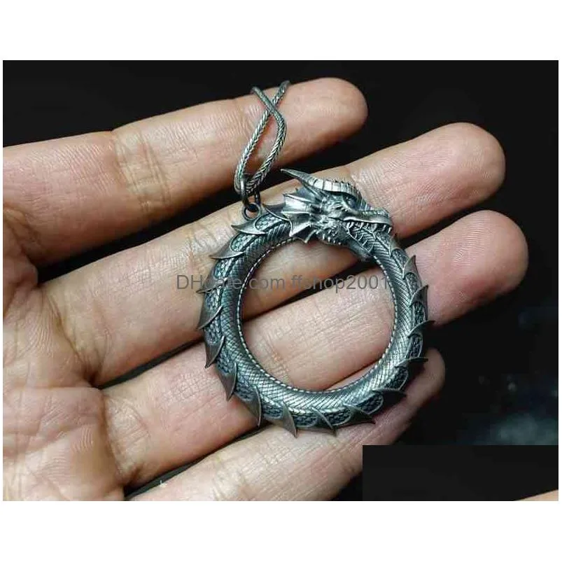 ouroboros pendant necklace mens metal dragon pendant hip hop necklace personalized ins punk jewelry accsori 202121728684658