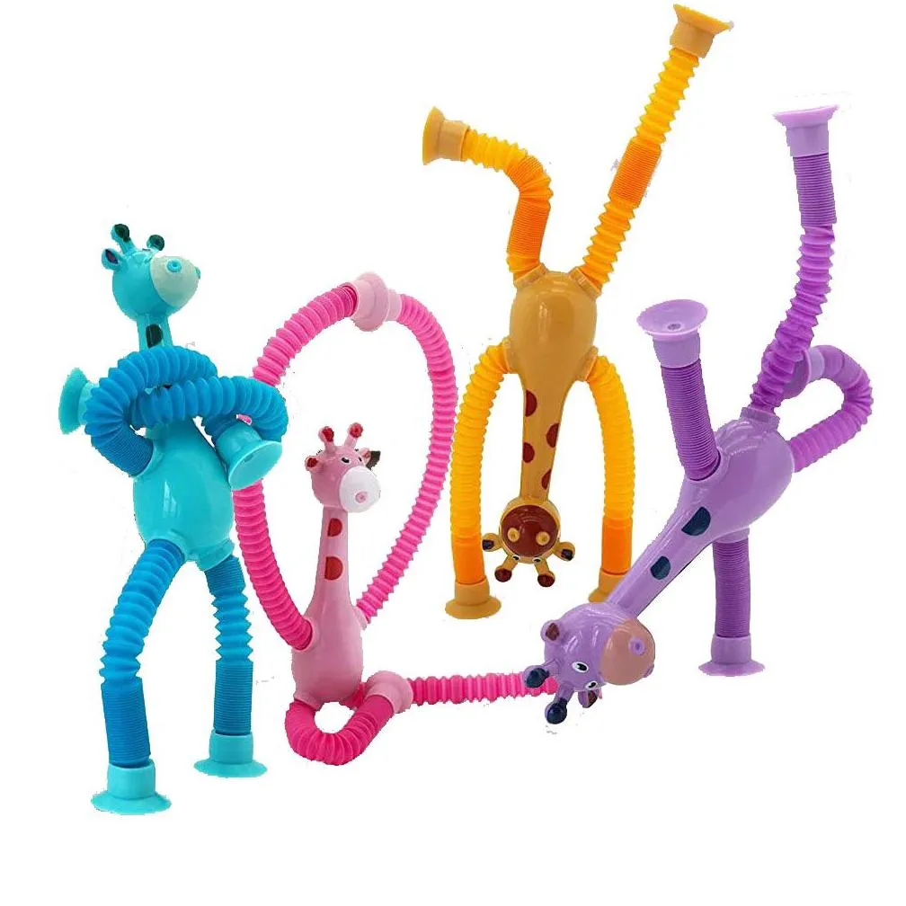 Decompression Toy Giraffe  Tubes Toys Telescopic Suction Cup Robot Toy Shape Changing Tube Fidget Sensory Puzzle Decompression For Dhz7M