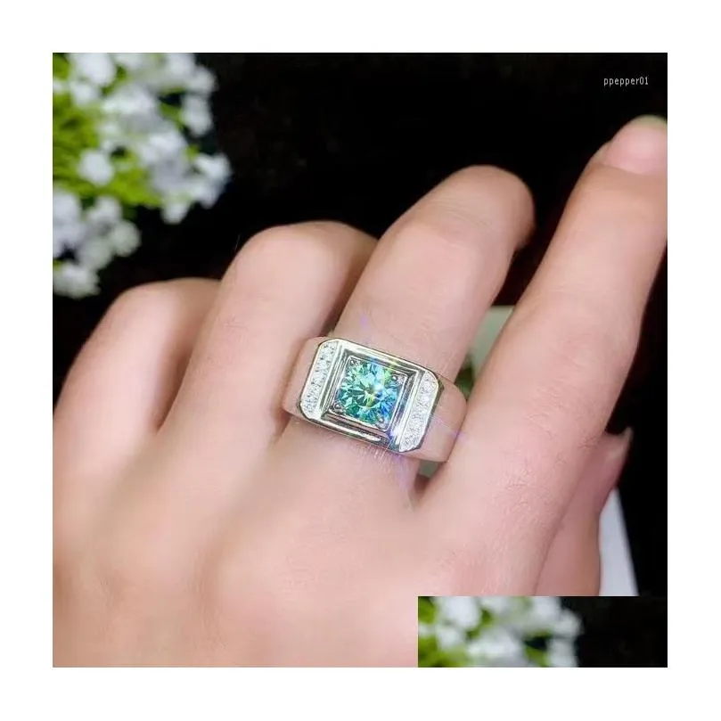 Cluster Rings Green Moissanite Classic Style High Density Gemstones Comparable To Diamonds. 925 Real Sier Drop Delivery Dhies