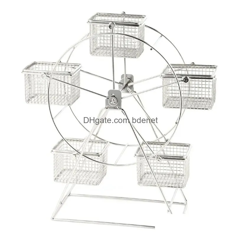 Baking Moulds Baking Mods 667A Ferris-Wheel Design Snack Dessert Fries Rack Stainless Steel Cupcake Stand Gift Cost-Effective Durable Dhwa1