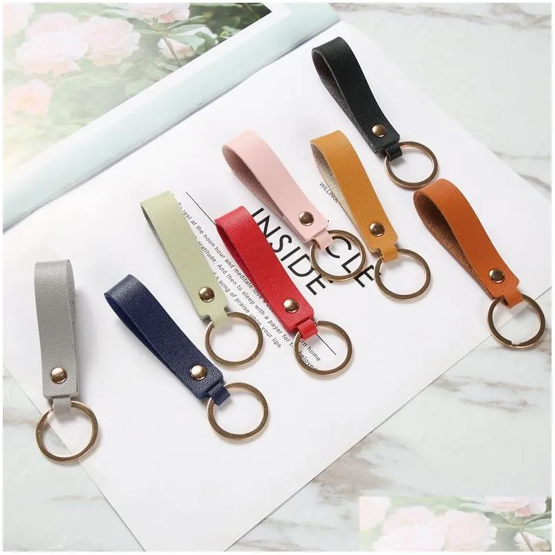 Cartoon Accessories Pu Leather Keychain Casual Strap Lanyard Key Chain Waist Wallet Keychains Car Keyring Keyholder Jewelry Gift Drop Dhjlg