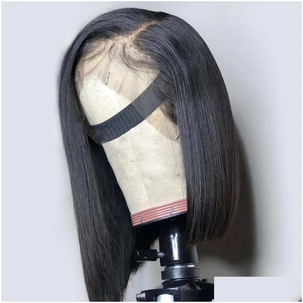lace front human hair wigs for black women straight bob wig remy black knots brazilian hair pre plucked with baby hair