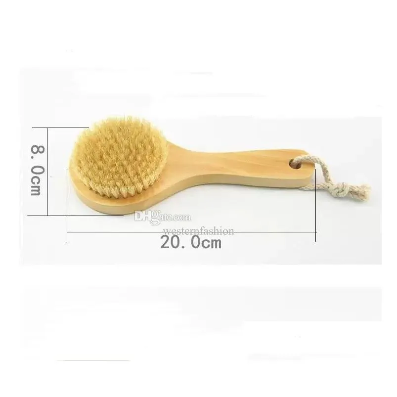 Bath Brushes, Sponges & Scrubbers 20Pcs Wooden Bath Brushes With Handle Dry Body Brush Short Natural Bristles Shower Masr Bathroom Roo Dhw4M