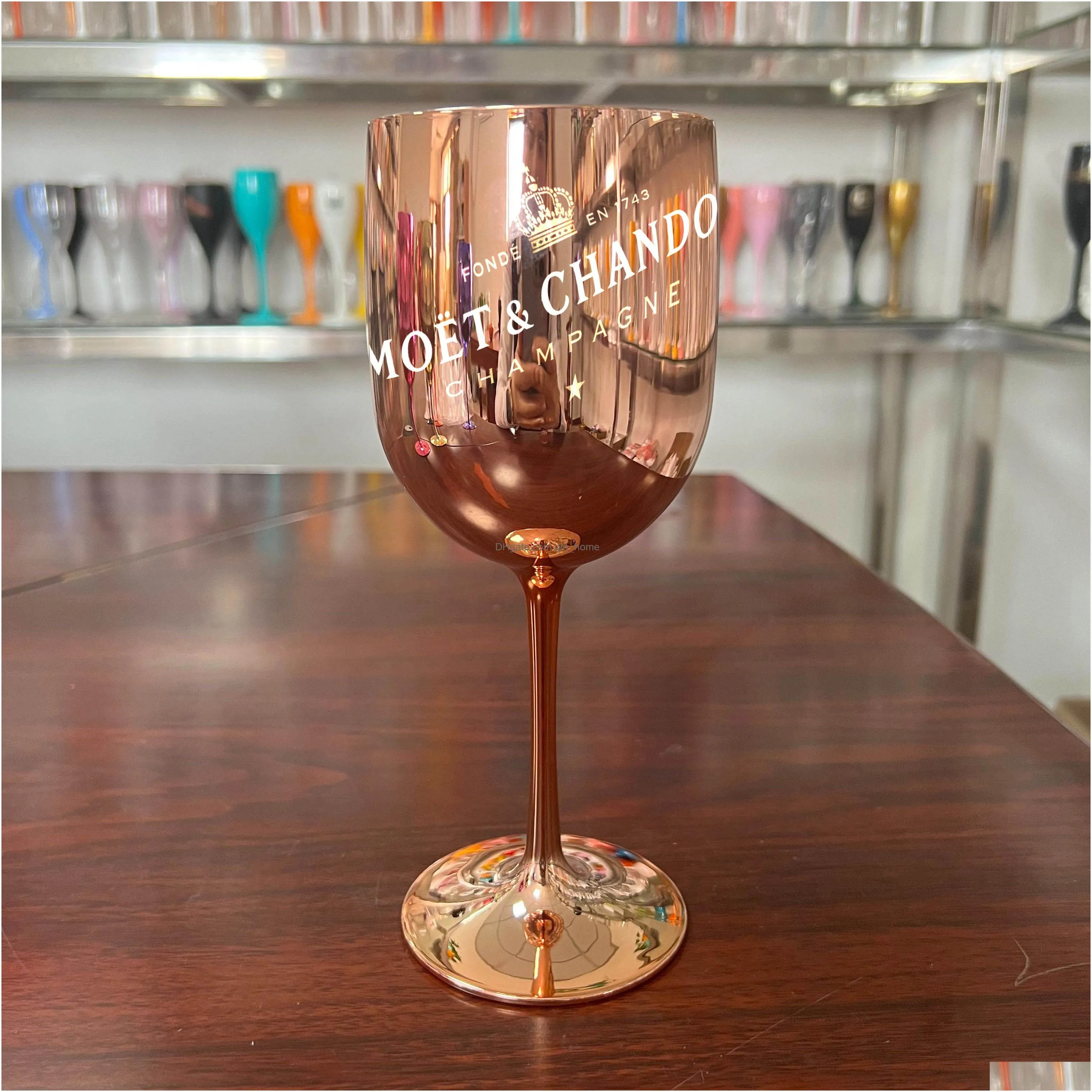 16 oz 4-color red wine plastic cup electroplating goblet outdoor camping family gathering juice champagne glass