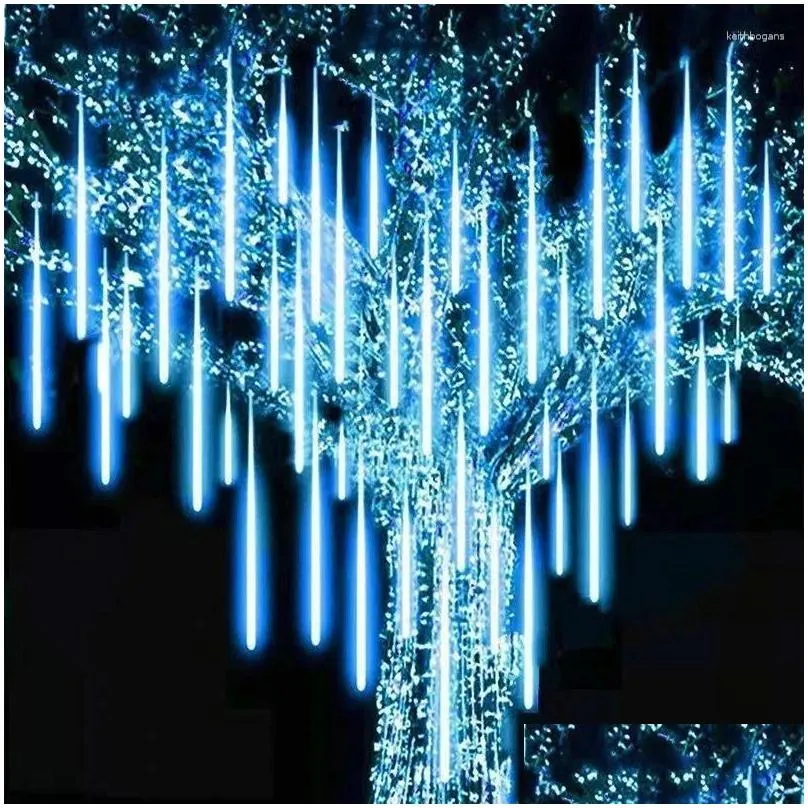 Led Strings Strings 30/50Cm 10Tubes Meteor Shower Rain Led Fairy String Lights Street Garlands Christmas Tree Decorations For Outdoor Dhafr