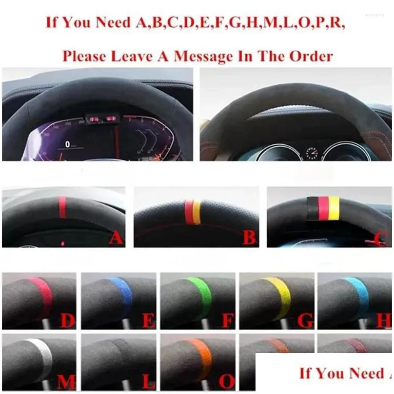 Steering Wheel Covers Steering Wheel Ers Customized Car Braid Er Artificial Leather For Tesla Model 3 2024 Volant Accessories Drop Del Dh7Fy