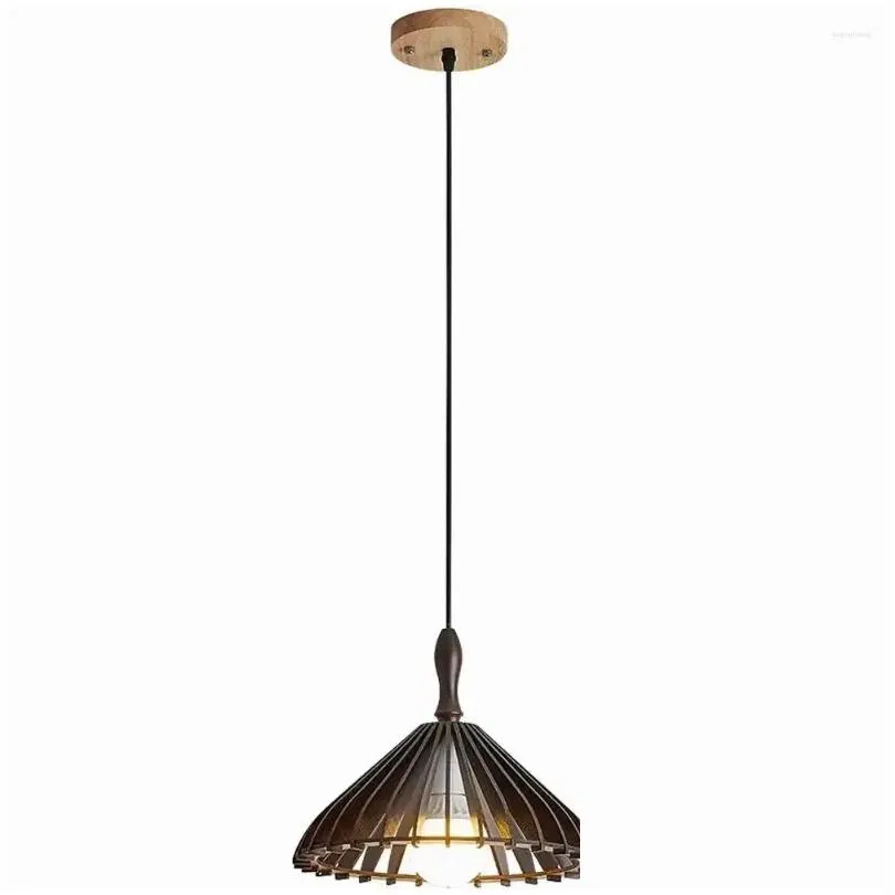 Pendant Lamps 1 Bbs Wooden Led Chandelier For Living Room Dining Bedroom Lamp Dimmable Home E27 Homestand Log Ceiling Drop Delivery Dhsuh