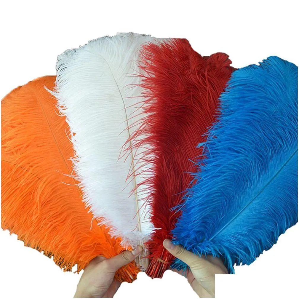 Feathers Wholesale Colored Ostrich Feathers For Arts And Crafts Wedding Decoration Handicraft Accessories Table Centerpieces Carnival Dhz1R