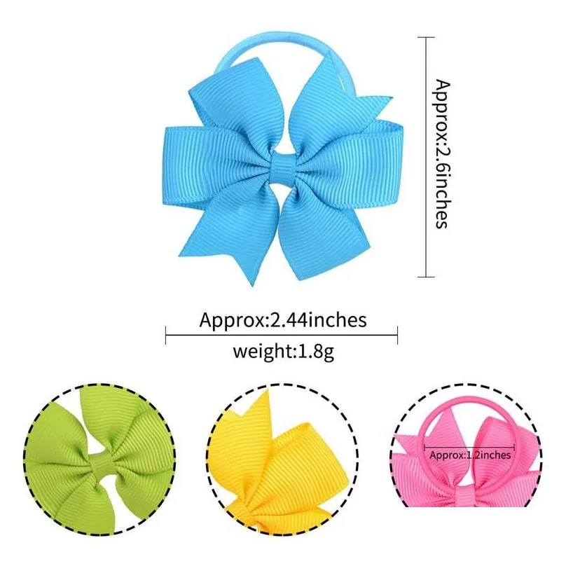 Hair Accessories Baby Girls Grosgrain Ribbon Hair Band Bow Tie Ring Children Ponytail Holder Headwear Accessories 20 Colors Drop Deliv Dh8Cj