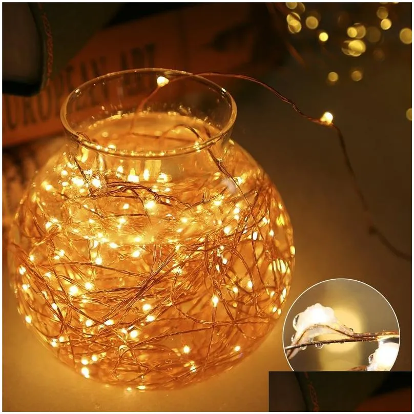 Led Strings Led String Lights Twnikle Fairy Waterproof 8 Modes 50Led 100 Usb Plug In Copper Wire Firefly Holiday Drop Delivery Lights Dh2Aj