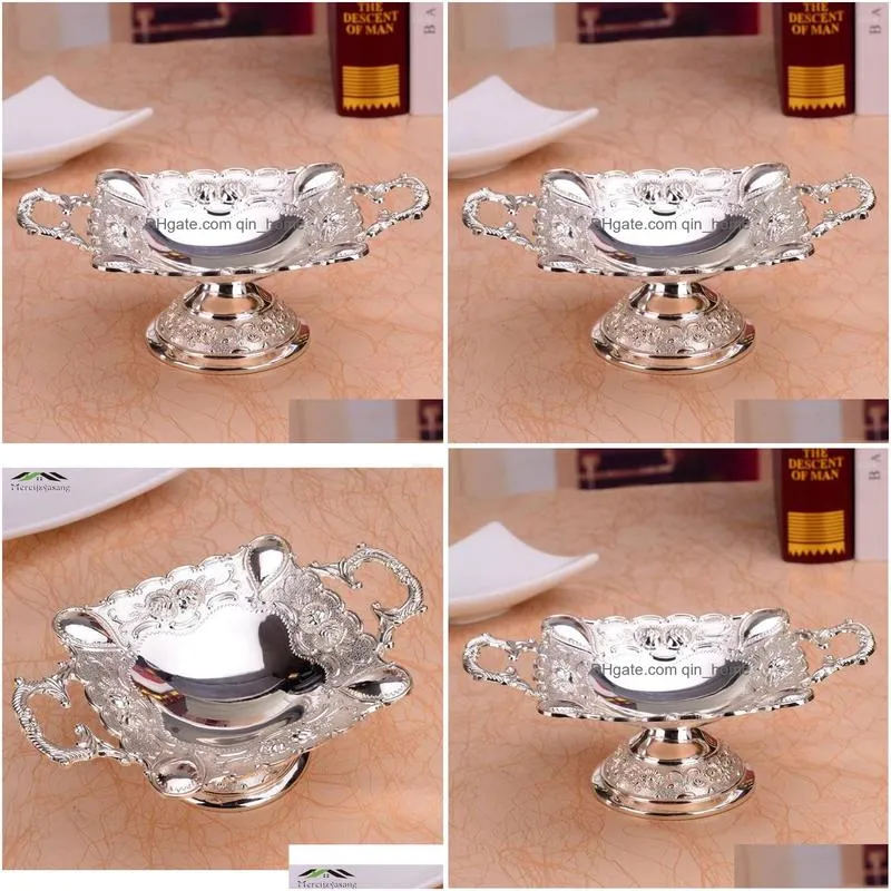 plates shiny silver plated fruit dish with handle dessert plate sweet dishes luxury european for wedding or party 21 7cm