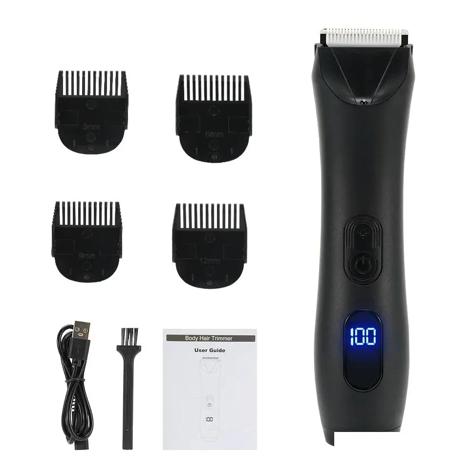 Hair Trimmer Groin Area Lawn Mower Ceramic Blade Waterproof Wet Dry Clippers Pubic Armpit Body Timate Drop Delivery Dhszy